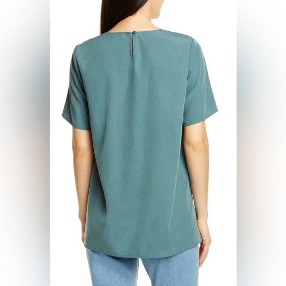 New Womens Eileen Fisher Round Neck Boxy Dragonfly Short Sleeve Top Blouse Sz L - Picture 2 of 7